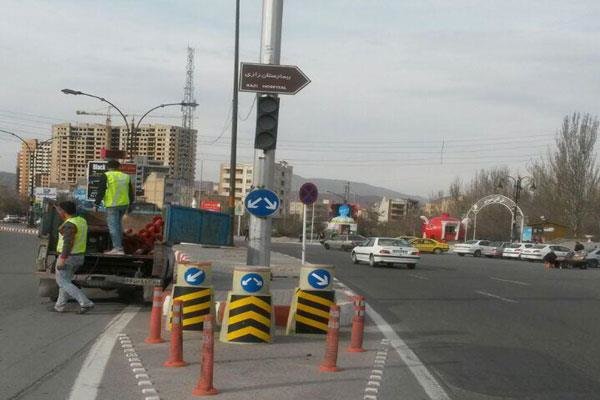 نصب تجهیزات ترافیکی در مسیرهای تحت پوشش شهرداری منطقه دو تبریز
