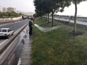 استمرار اجرای طرح نگهداری فضاهای سبز شهری تبریز در روزهای گرم سال 