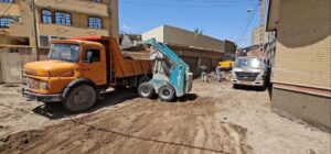 تداوم بهسازی معابر شهری حدفاصل چهارراه بهشتی تا رضانژاد با کف سازی کوی کبیری