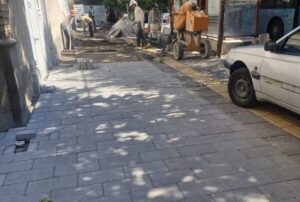 پیشرفت ۶۰ درصدی سنگفرش پیاده روها در بلوار راسته کوچه بازار تاریخی تبریز